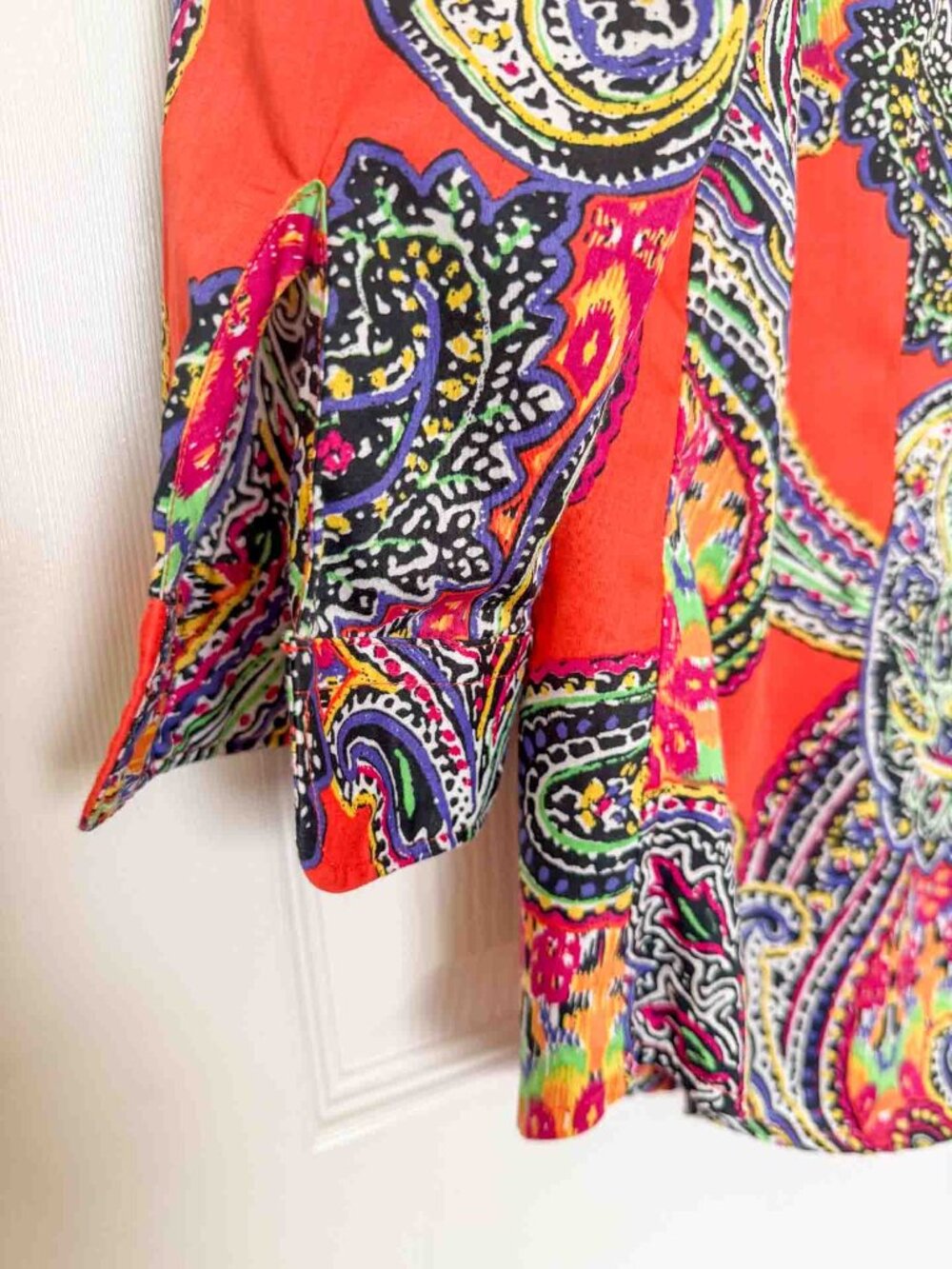 Lauren Ralph Lauren Paisley Shirt Women’s M Orange Multicolor Cotton Button Up - Picture 7 of 15